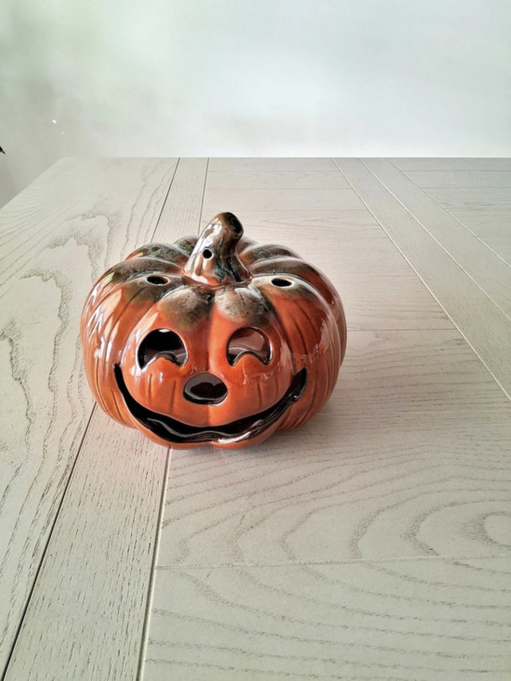 Ceramic Pumpkin Holiday Decor, Orange & Brown